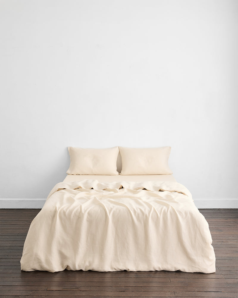 crème 100% french flax linen bedding set