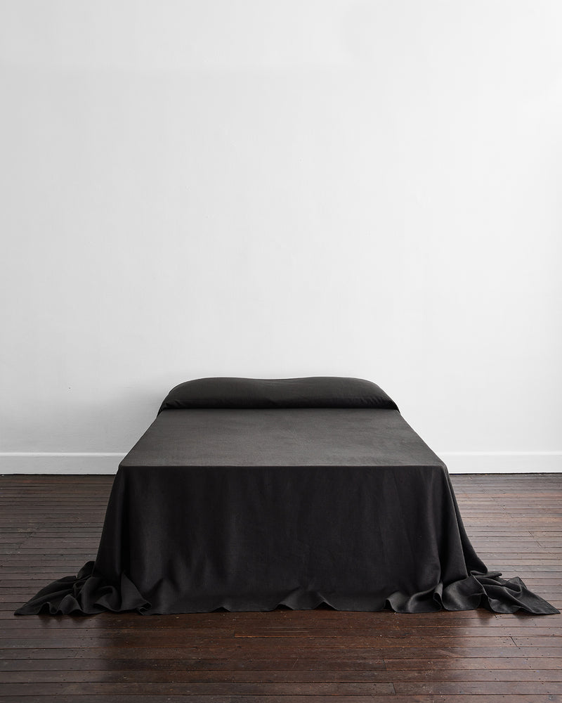 charcoal heavy linen bed cover