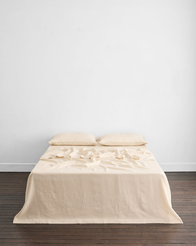 crème 100% french flax linen flat sheet