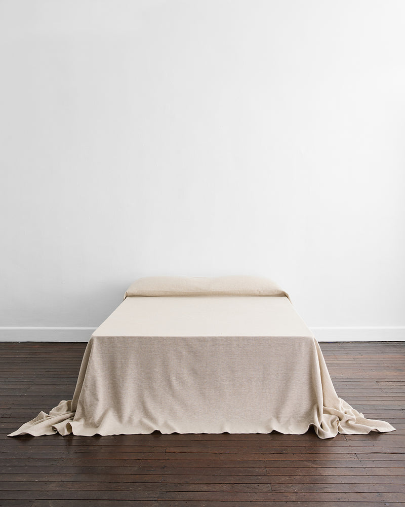 oatmeal heavy linen bed cover