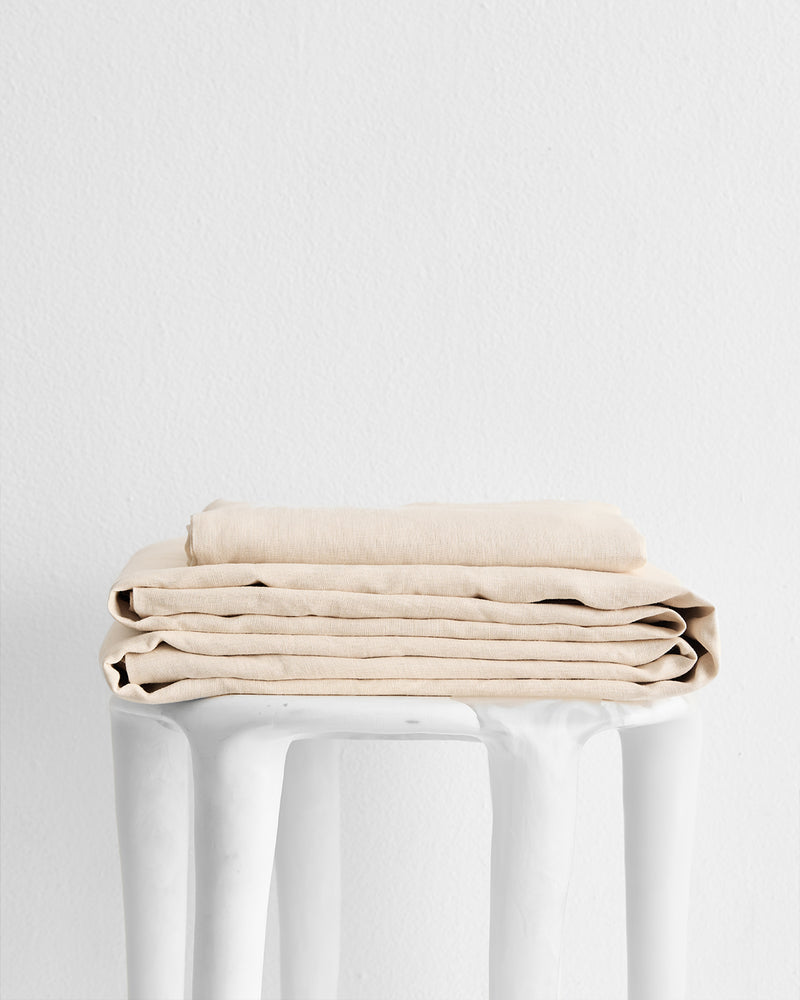 crème 100% french flax linen sheet set