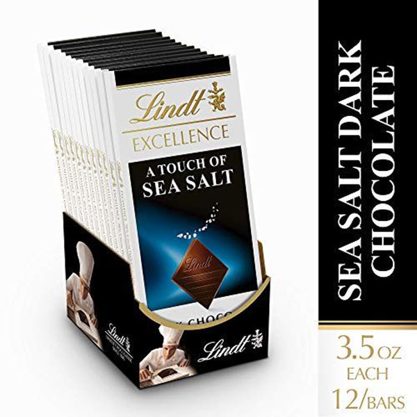 lindt 经典海盐黑巧克力棒